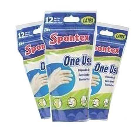 SPONTEX Latex Disposable Gloves, Latex, Powdered, OneSize, Cream 76191